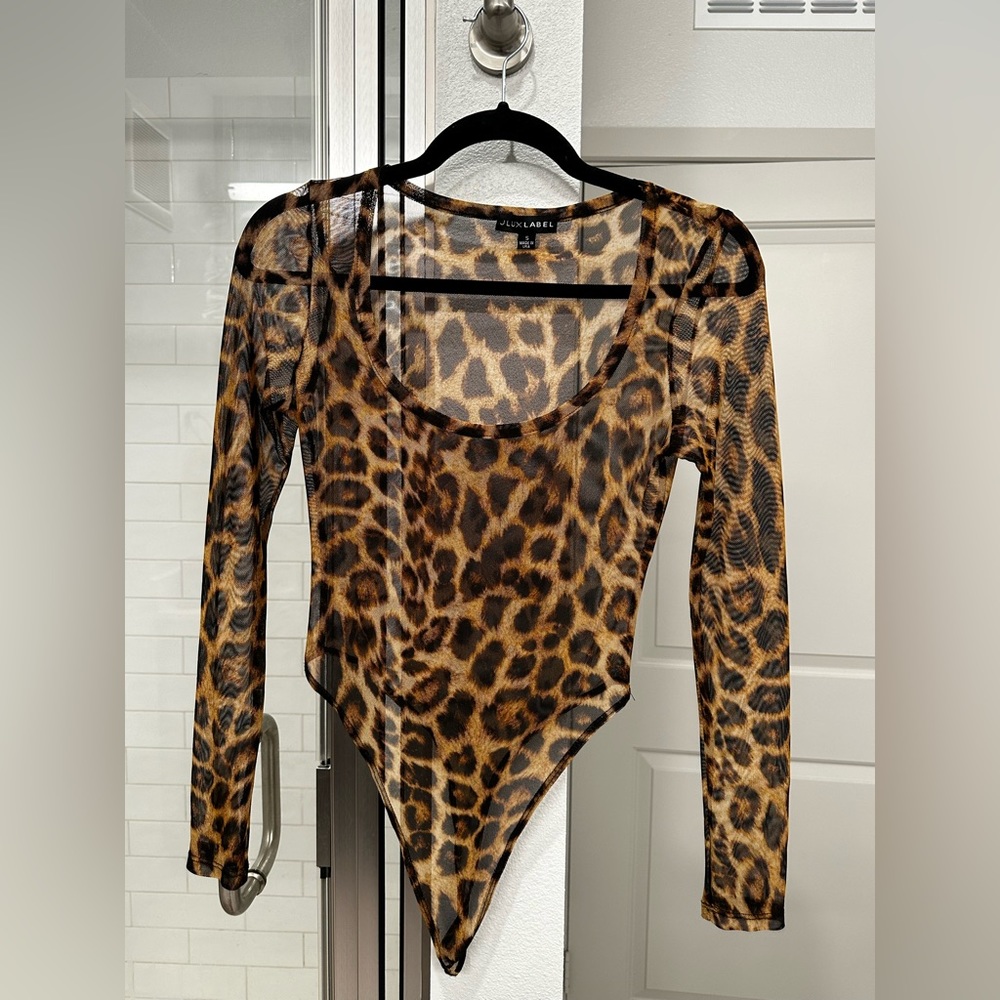 Jluxlabel Sheer Cheetah Bodysuit in Small